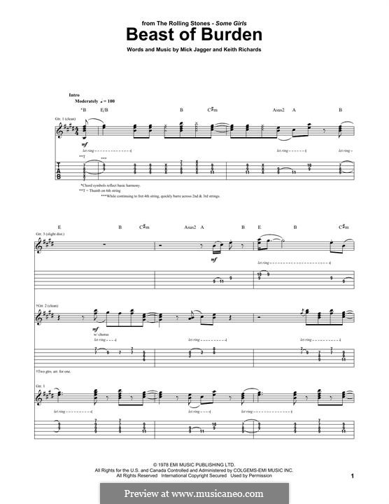 Beast of Burden (The Rolling Stones): Para guitarra com guia by Keith Richards, Mick Jagger