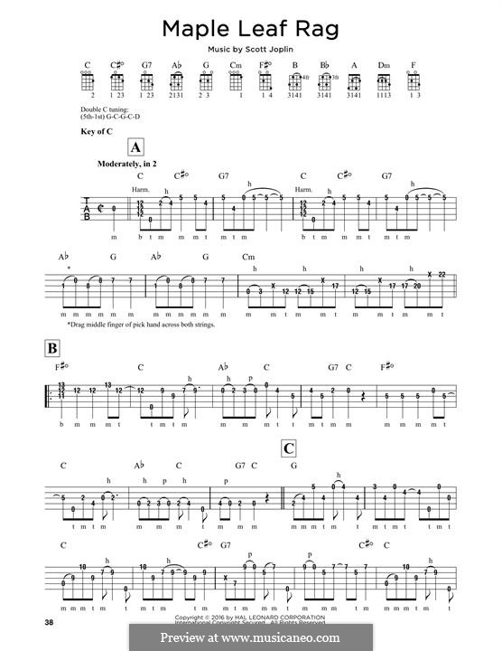Maple Leaf Rag (Printable Scores): For banjo by Scott Joplin