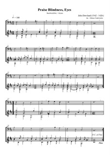 Praise Blindness, Eyes: For bass recorder and guitar by John Dowland