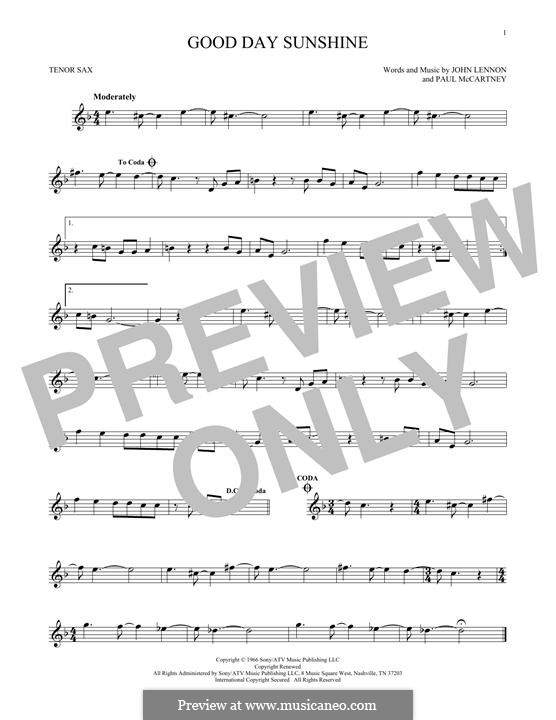 Good Day Sunshine (The Beatles): para saxofone tenor by John Lennon, Paul McCartney