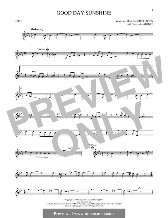Good Day Sunshine (The Beatles): For horn by John Lennon, Paul McCartney