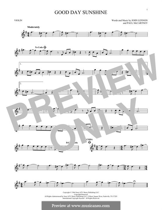 Good Day Sunshine (The Beatles): para violino by John Lennon, Paul McCartney