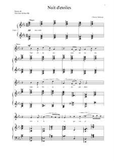Nuit d'étoiles (Starry Night), L.4: piano-voz partitura ( E flat maior) by Claude Debussy