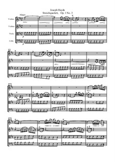 String Quartet No.3 in D Major, Hob.III/3 Op.1 No.3: partitura completa by Joseph Haydn