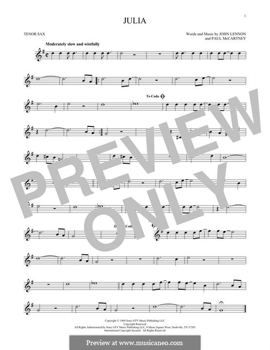 Julia (The Beatles): para saxofone tenor by John Lennon, Paul McCartney