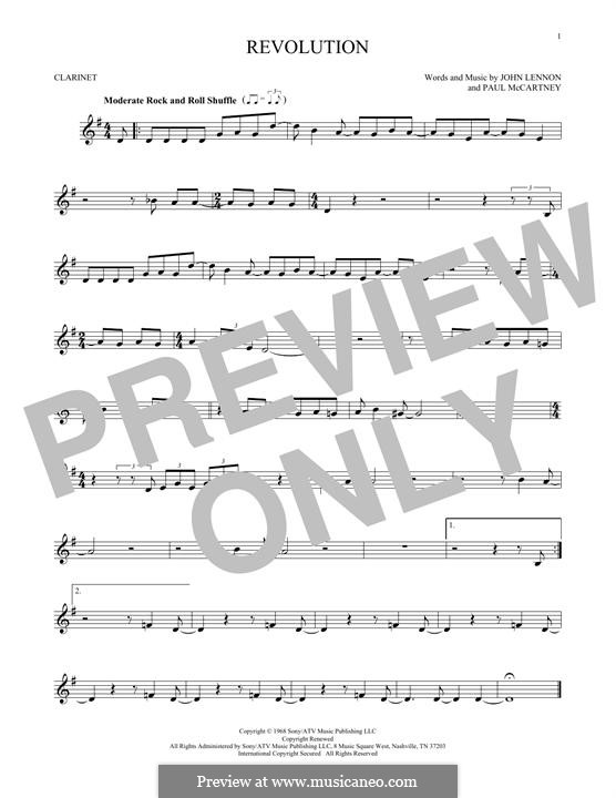 Revolution (The Beatles): para clarinete by John Lennon, Paul McCartney