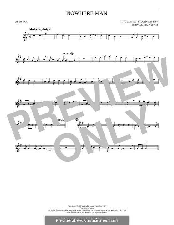 Nowhere Man (The Beatles): para Saxofone Alto by John Lennon, Paul McCartney