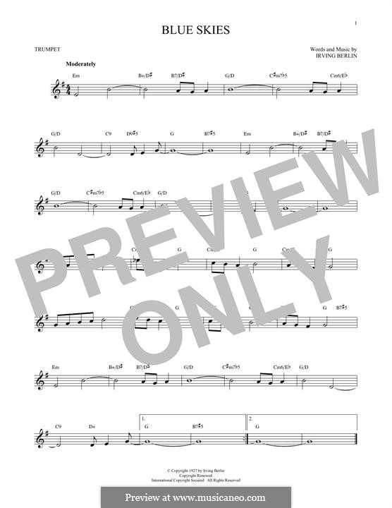 Blue Skies: para trompeta by Irving Berlin
