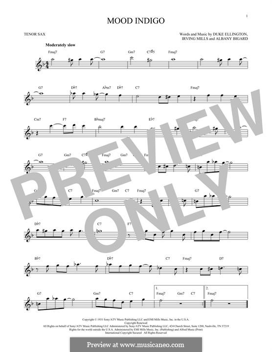 Mood Indigo: para saxofone tenor by Irving Mills, Albany Bigard, Duke Ellington