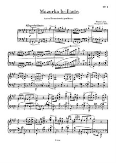 Mazurka Brilliant in A Major, S.221: Para Piano by Franz Liszt