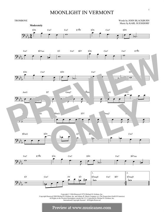Moonlight in Vermont (Frank Sinatra): para trombone by Karl Suessdorf