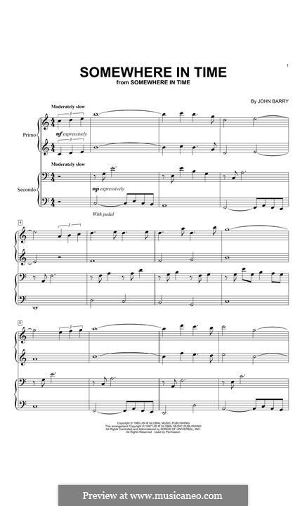 Somewhere in Time: Para Piano by John Barry