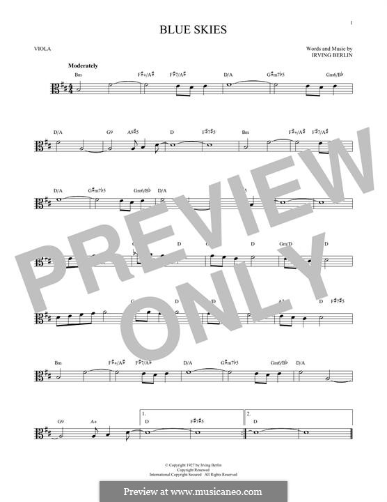 Blue Skies: para viola by Irving Berlin