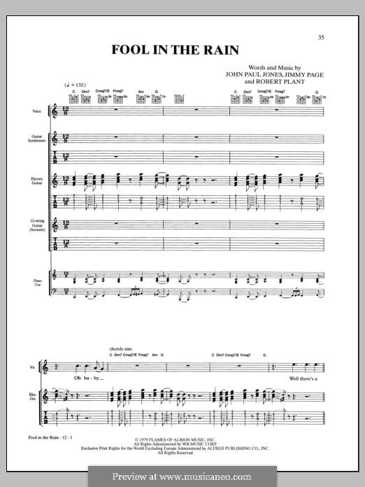 Fool in the Rain (Led Zeppelin): Para guitarra com guia by John Paul Jones, Jimmy Page, Robert Plant