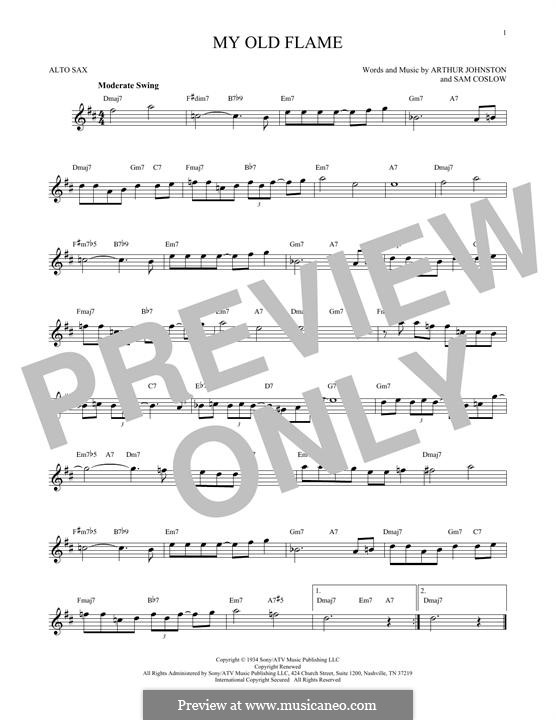 My Old Flame: para Saxofone Alto by Sam Coslow, Arthur Johnston