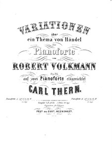 Variations on a Theme by Handel for Piano, Op.26: para dois pianos de quatro mãos - piano parte II by Robert Volkmann