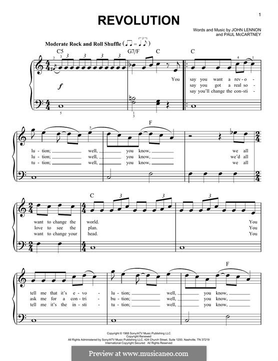 Revolution (The Beatles): Para Piano by John Lennon, Paul McCartney