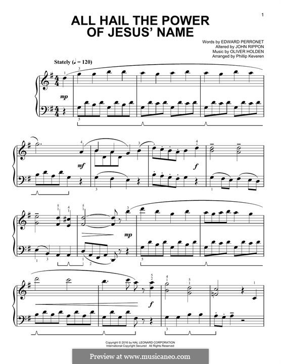 All Hail the Power of Jesus' Name: Para Piano by Oliver Holden