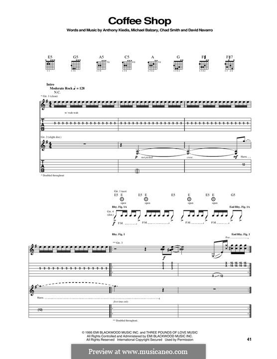 Coffee Shop (Red Hot Chili Peppers): Para guitarra com guia by Flea, Anthony Kiedis, Chad Smith, Dave Navarro