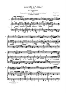 Concerto for Flute and Strings in A minor, RV 440: versão para flauta e piano by Antonio Vivaldi