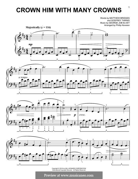 Crown Him with Many Crowns: Para Piano by George Job Elvey