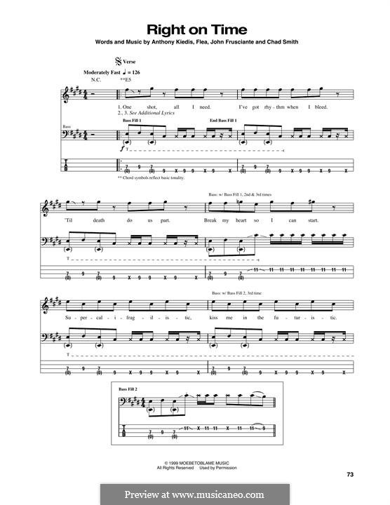 Right on Time (Red Hot Chili Peppers): para baixo com guia by Flea, Anthony Kiedis, Chad Smith, John Frusciante