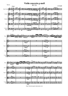 Concerto for Violin and Strings in G Minor, RV 321: Score and parts by Antonio Vivaldi