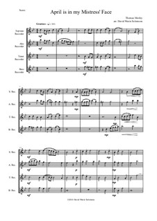 April is in My Mistress' Face: Para quarteto gravado by Thomas Morley