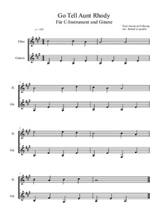 Go Tell Aunt Rhody: For C-instrument and guitar (A Major) easy version by folklore