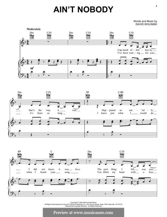 Ain't Nobody (Chaka Khan): Para vocais e piano (ou Guitarra) by David Wolinski