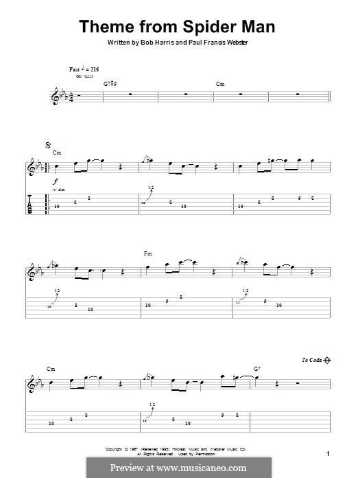 Theme from Spider Man: Para guitarra com guia by Paul Francis Webster