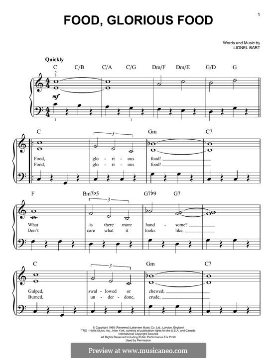 Food, Glorious Food (from Oliver!) por L. Bart Partituras on músicaNeo