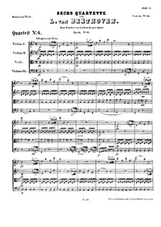 Quartet No.6 in B Flat Major: partitura completa by Ludwig van Beethoven