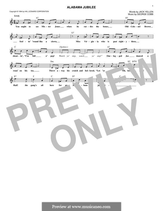 Alabama Jubilee: Letras e Acordes by George L. Cobb