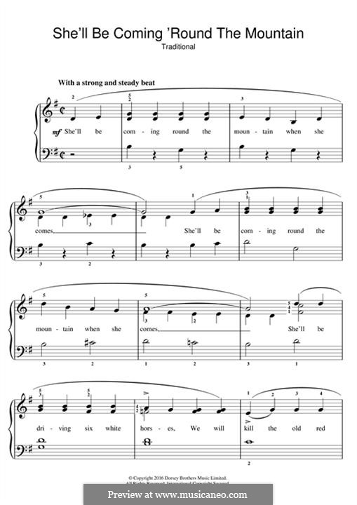 She'll Be Comin' 'Round the Mountain: Para Piano by folklore