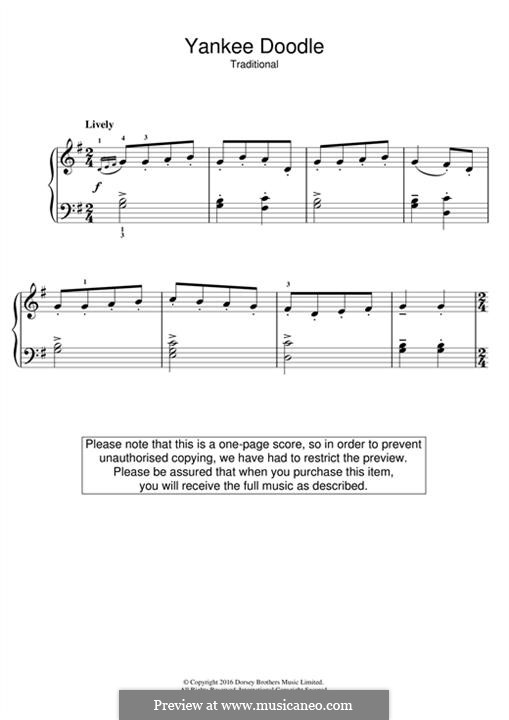 Yankee Doodle: Para Piano by folklore