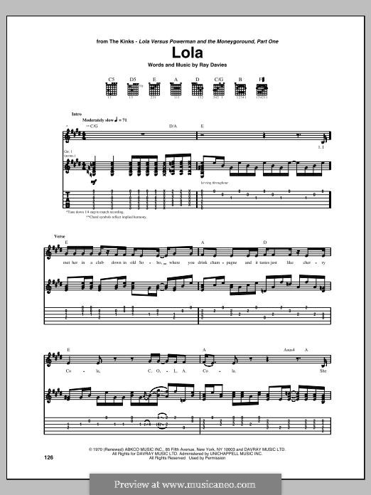 Lola (The Kinks): Para guitarra com guia by Ray Davies