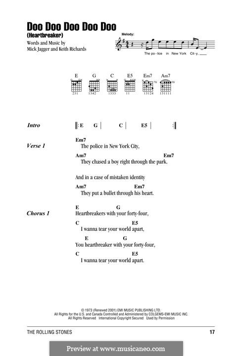 Doo Doo Doo Doo Doo (Heartbreaker): Letras e Acordes by Keith Richards, Mick Jagger