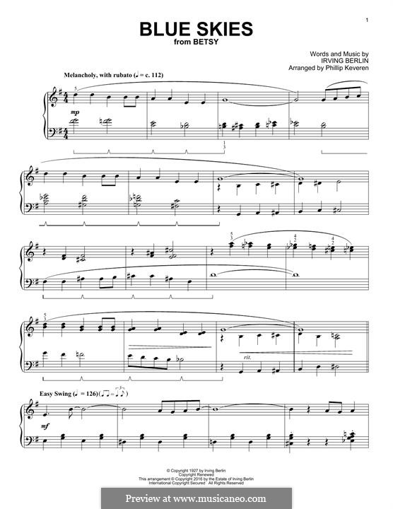 Blue Skies: Para Piano by Irving Berlin
