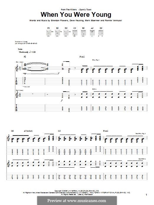 When You Were Young (The Killers): Para guitarra com guia by Brandon Flowers, Dave Keuning, Mark Stoermer, Ronnie Vannucci