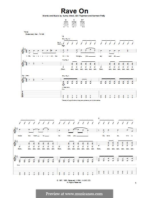 Rave On (Buddy Holly): Para guitarra com guia by Bill Tilghman, Norman Petty, Sunny West