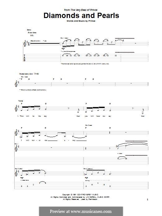 Diamonds and Pearls: Para guitarra com guia by Prince