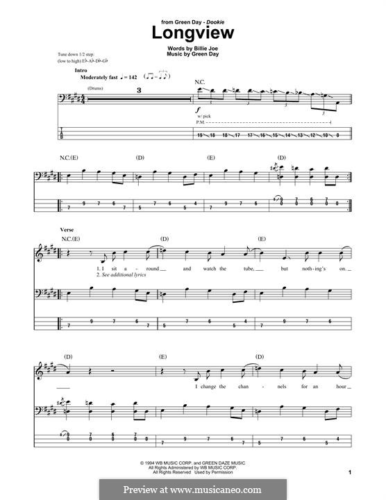 Longview (Green Day): para baixo com guia by Billie Joe Armstrong, Tré Cool, Michael Pritchard