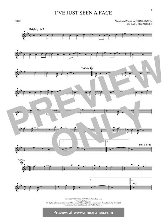 I've Just Seen a Face (The Beatles): For oboe by John Lennon, Paul McCartney