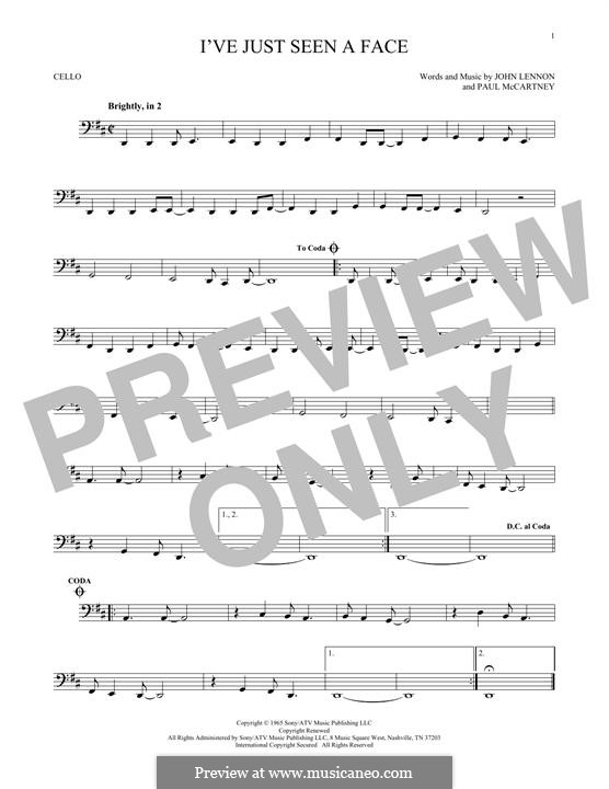 I've Just Seen a Face (The Beatles): para violoncelo by John Lennon, Paul McCartney