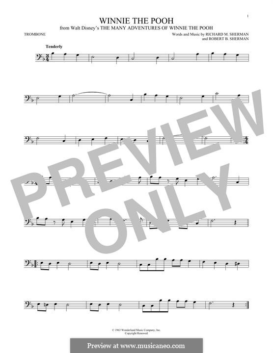 Winnie the Pooh (from The Many Adventures Of Winnie The Pooh): para trombone by Richard M. Sherman, Robert B. Sherman