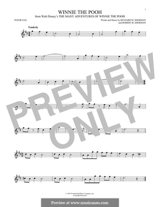 Winnie the Pooh (from The Many Adventures Of Winnie The Pooh): para saxofone tenor by Richard M. Sherman, Robert B. Sherman