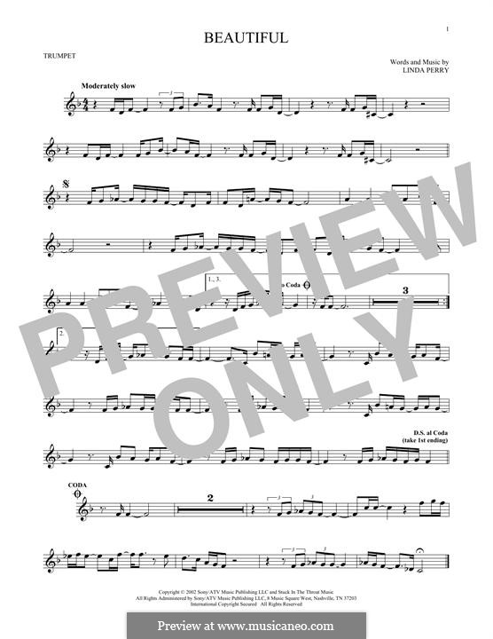 Beautifull (Christina Aguilera & Beverly McClellan): para trompeta by Linda Perry