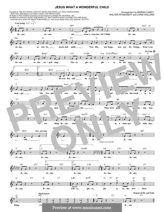 Jesus What a Wonderful Child: melodia by Mariah Carey, Walter Afanasieff