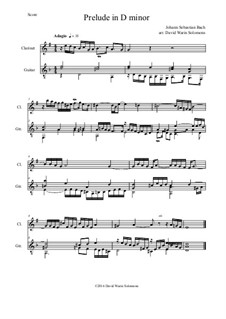 Prelude No.2, BWV 940: para clarinete e guitarra by Johann Sebastian Bach